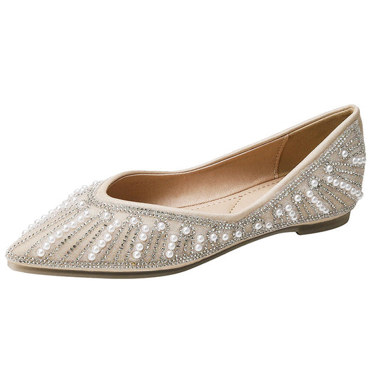 Damen Ballerinas mit funkelnden Perlen- und Strassdetails EB