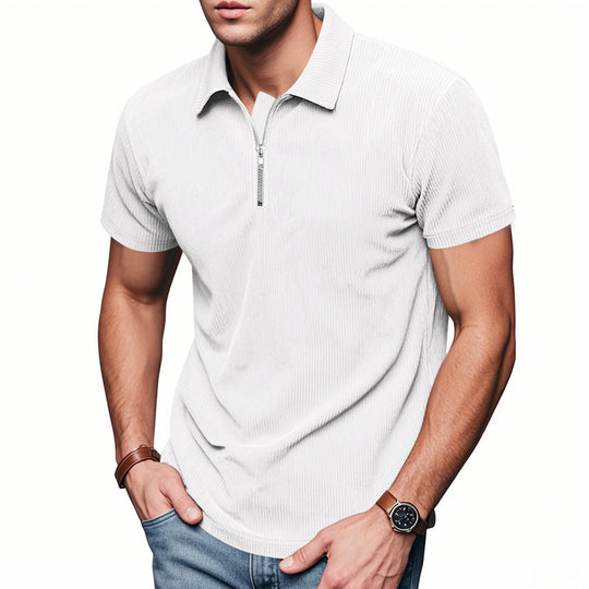 Unisex nan kurzärmeliges Halbzip-Polo aus geripptem Jersey mit Hemdkragen EB