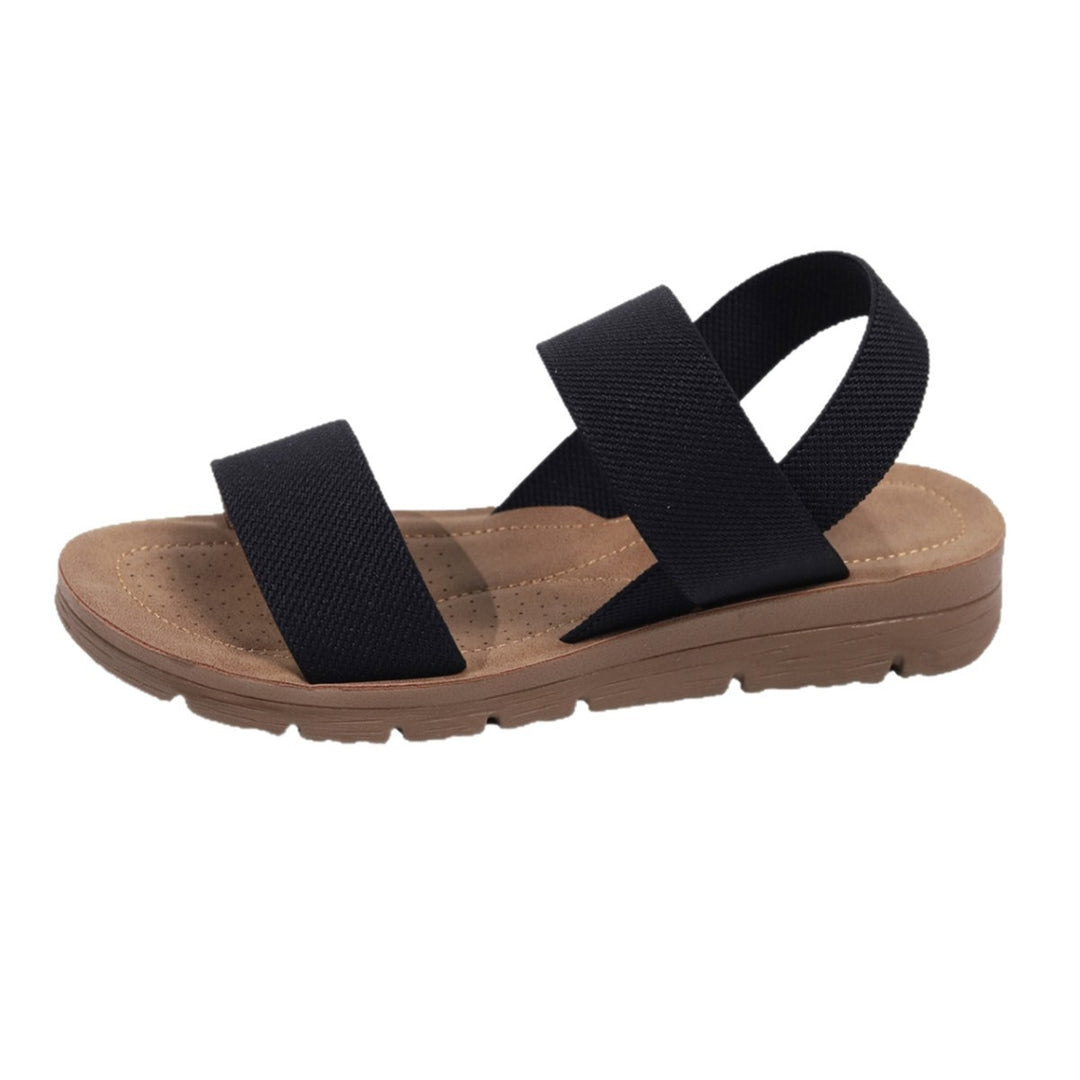 Damen Sandalen mit elastischen Kreuzriemen und Leoprint-Zehenriemen EB