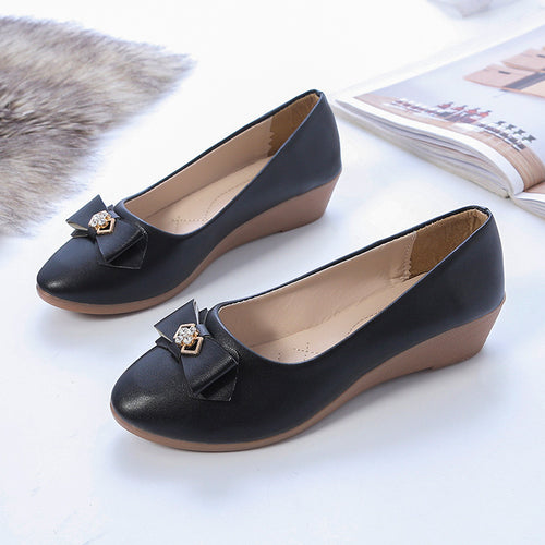 Damen Ballerinas mit dekorativem Schleifen-Design und komfortablem Wedge-Absatz EB