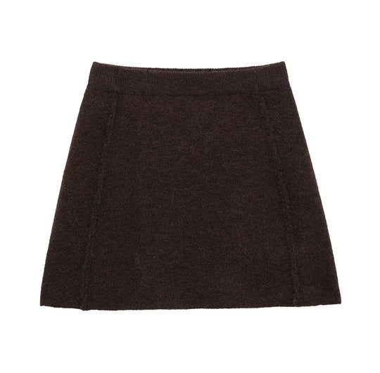Damen eleganter, kurzer Strickrock mit hohem Bund und seitlichen Nähten EB