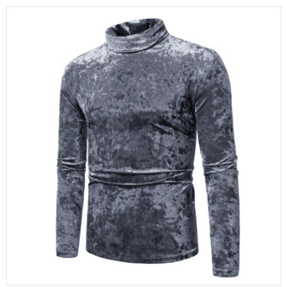 Herren eleganter Rollkragenpullover aus luxuriösem Samtstoff EB