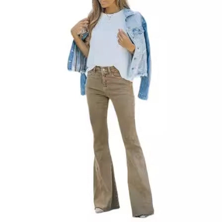 Damen Hoch geschnittene Bootcut Jeans EB