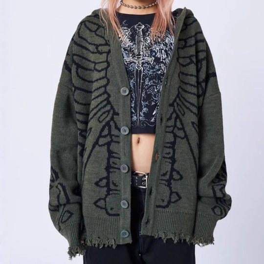 Damen Großer Kapuzenpulli mit auffälligem Grafikumhang und unkonventionellem Schnitt EB