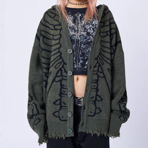 Damen Großer Kapuzenpulli mit auffälligem Grafikumhang und unkonventionellem Schnitt EB