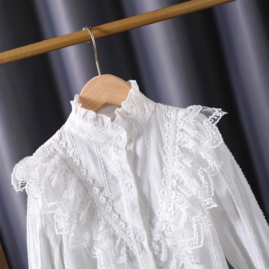Mädchen Rüschenbluse mit eleganten Spitzenakzenten EB