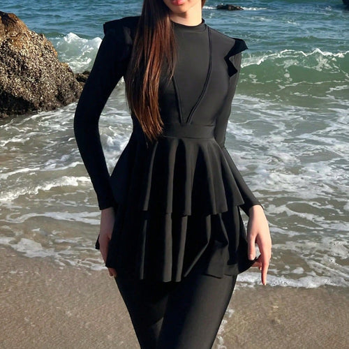 Damen modischer Schwimmanzug mit Rüschendetails EB