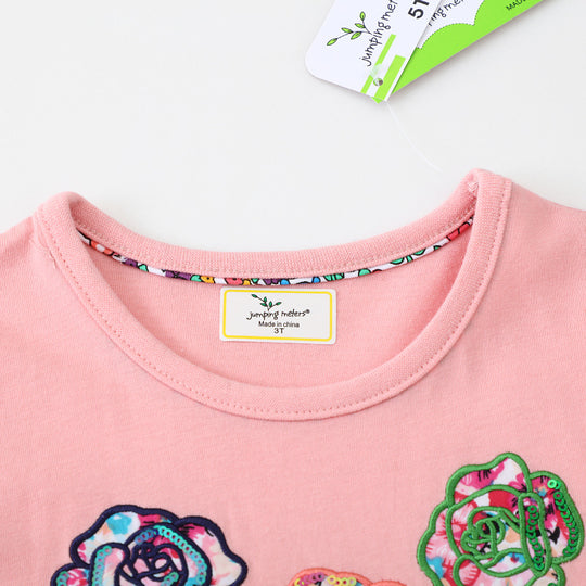 Mädchen Baumwollkleid mit floralem Design und funkelnden Applikationen EB