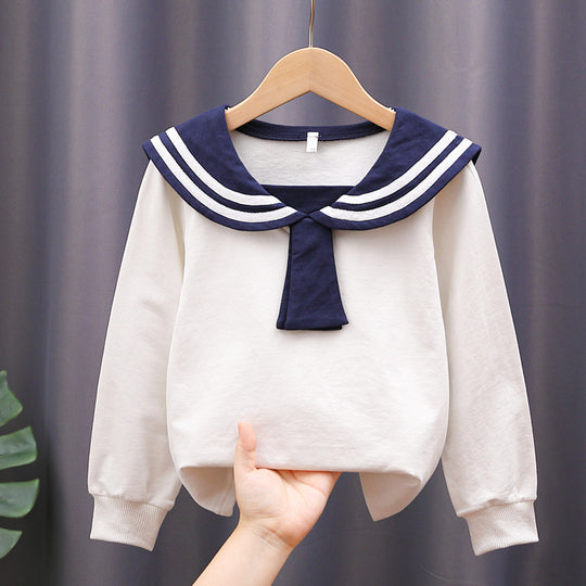 Mädchen Matrosen Sweatshirt mit stylischem Kragen EB