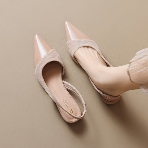 Damen elegante Slingback-Pumps mit modernem Materialmix EB
