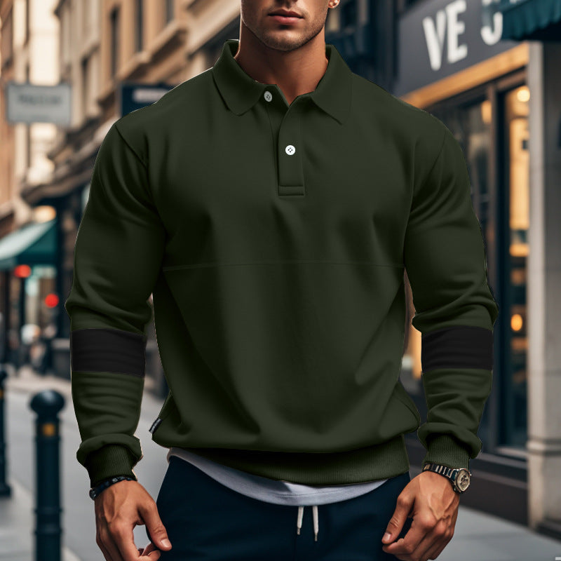 Herren Sportliches Polo-Hoodie mit Kontrastärmel EB