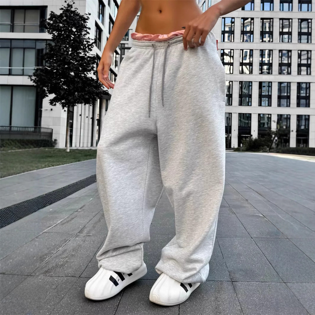 Damen nan oversized Sweathose mit breitem Bund und Kordelzug EB