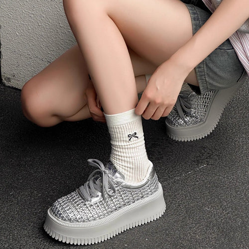 Damen Sportliche Sneaker mit atmungsaktivem Netzdesign und komfortabler Plateau-Sohle EB