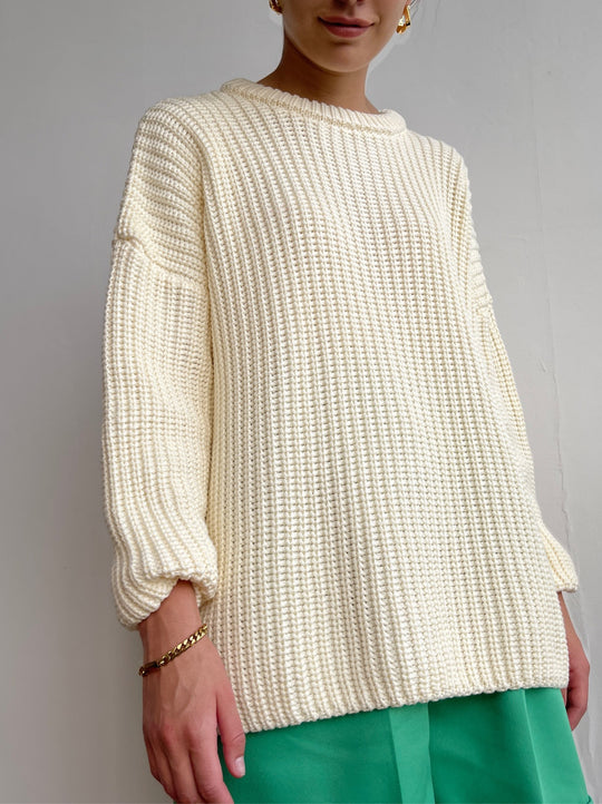 Damen lässiger Strickpullover mit strukturierter Mascheninterpretation und weitem Schnitt EB