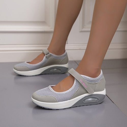 Damen bequeme und atmungsaktive Sneakers mit Klettverschluss EB