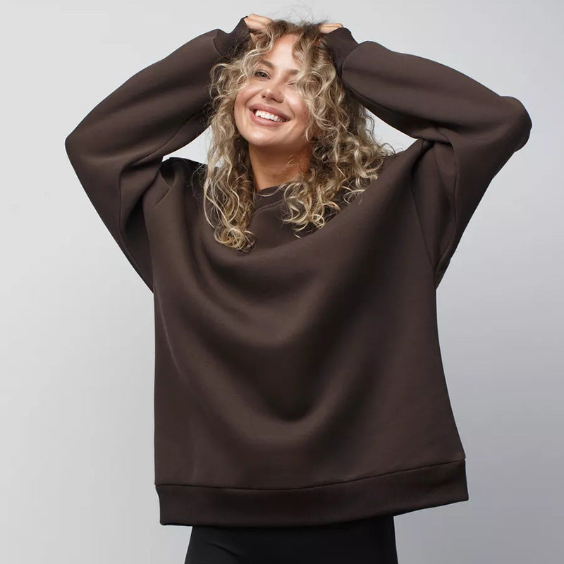 Damen oversized Sweatshirt mit Rundhalsausschnitt, French-Terry Innenfutter und überschnittener Schulter EB