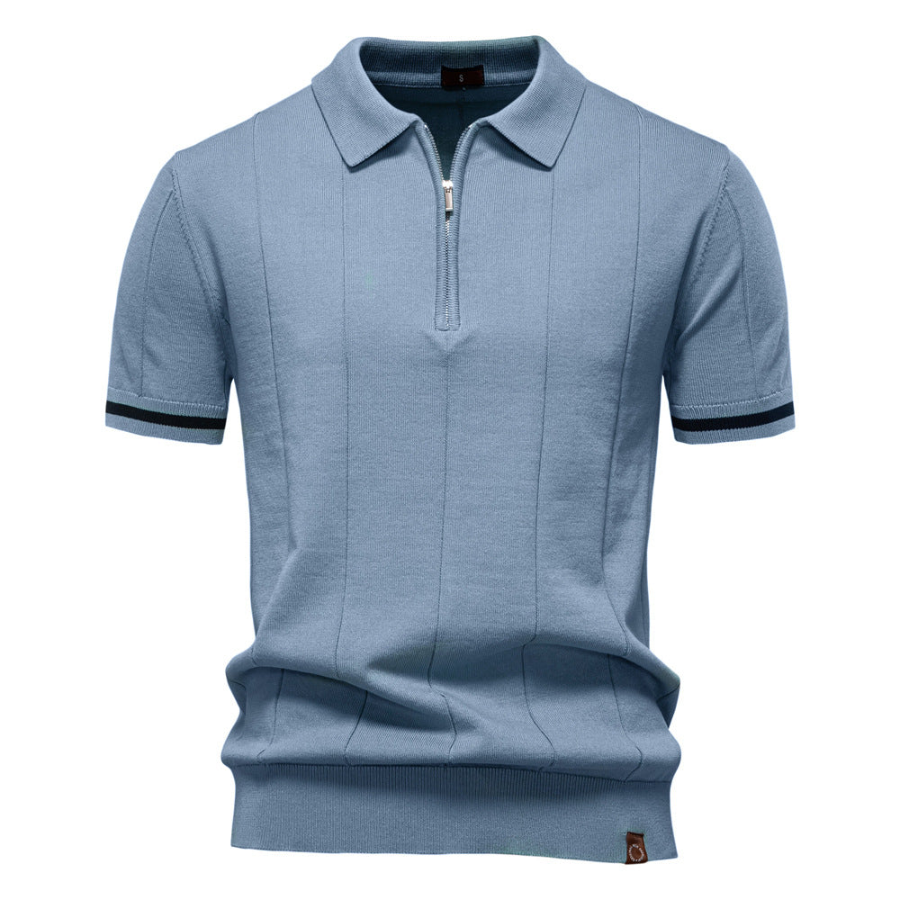 Herren Polohemd mit kurzer Knopfleiste und strukturiertem Design EB