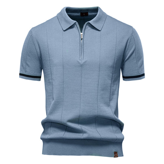Herren Polohemd mit kurzer Knopfleiste und strukturiertem Design EB