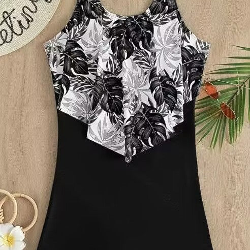 Damen Einteiliger Badeanzug mit floralem Oberteil EB
