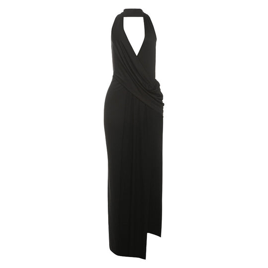 Damen Elegantes Wickelkleid mit tiefem V-Ausschnitt und fließendem Schnitt EB