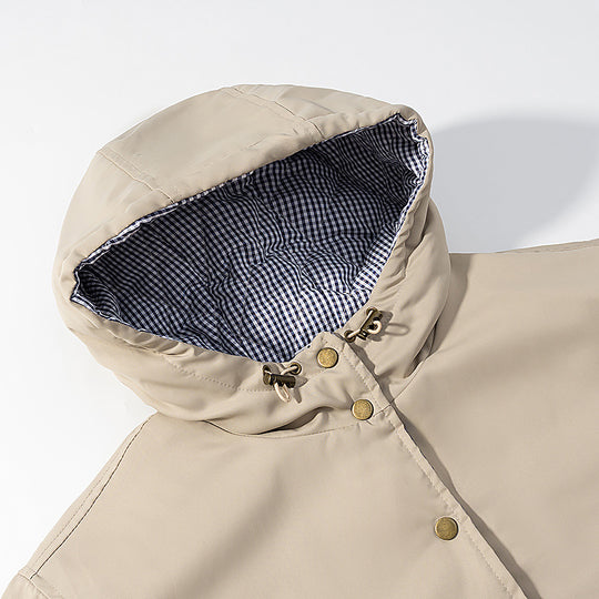 Damen gestepptes Übergangsjacke mit praktischer Kapuze EB
