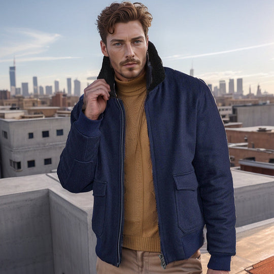 Herren warme Fleecejacke mit Stehkragen und praktischen Taschen EB