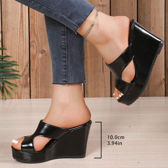 Damen platform-pantoletten mit verstellbarem Riemendesign und rutschfester Sohle EB