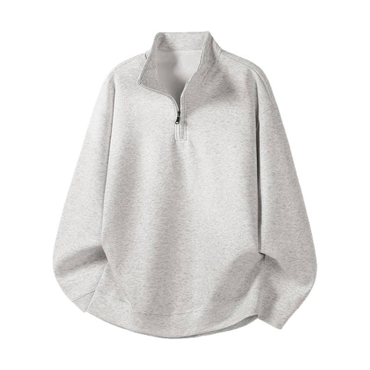 Damen Oversized Fleecepullover mit halb offenem Kragen EB
