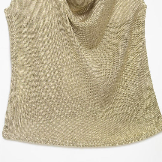 Damen Haltertop mit elegantem Wasserfall-Ausschnitt und schimmernden Akzenten EB