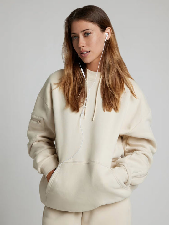 Damen nan Kapuzensweatshirt mit integrierter Schlafblende und weichem Fleece-Innenfutter EB
