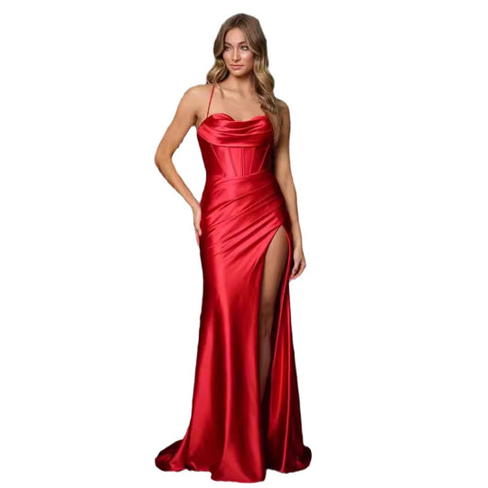Damen Abendkleid im eleganten Satin-Stil EB