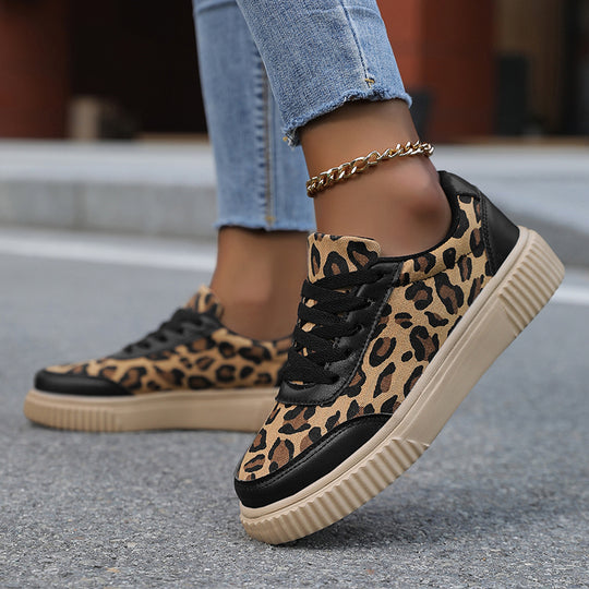 Damen Trendige Sneaker mit Tierdruck und bequemer Sohle EB