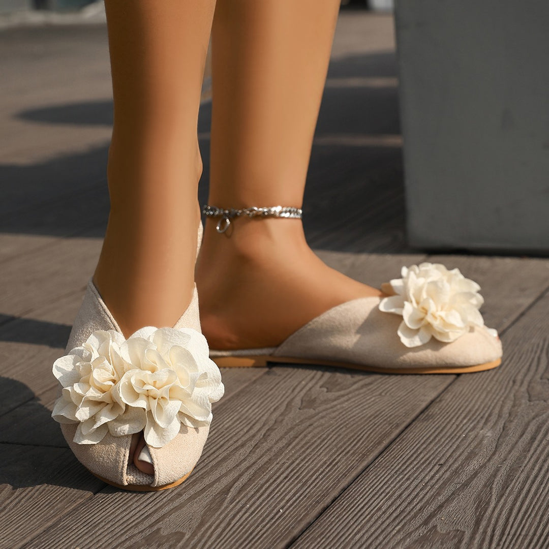 Damen Komfortable Hauspantoletten mit romantischen Blumendetails EB