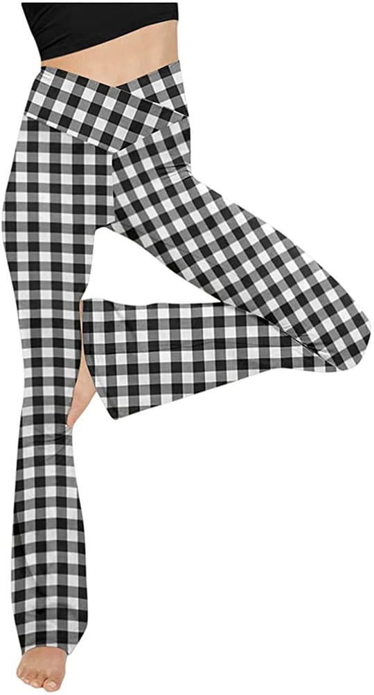 Damen nan taillenhohe Yogahose mit überkreuztem Bund und ausgestelltem Saum mit Schlitz EB
