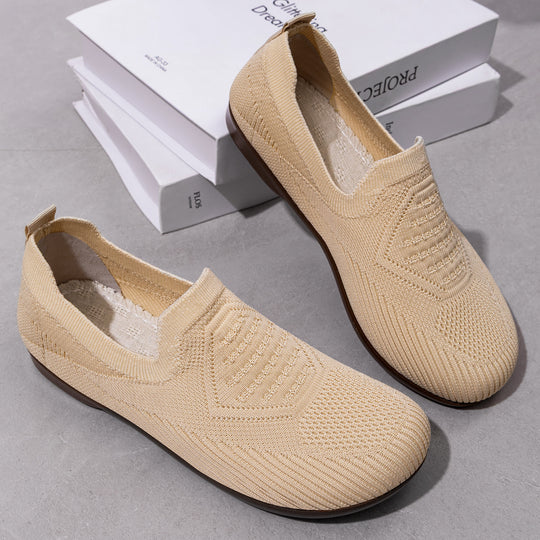 Damen nan gestrickter Komfort-Slip-On Halbschuh mit sockenähnlichem Schaft, gepolstertem Memory-Fußbett und flexibler Leichtlaufsohle EB