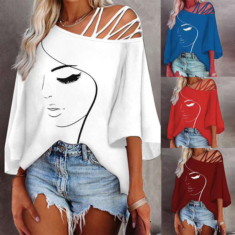 EB | Spleißen lockeres lässiges Print-T-Shirt