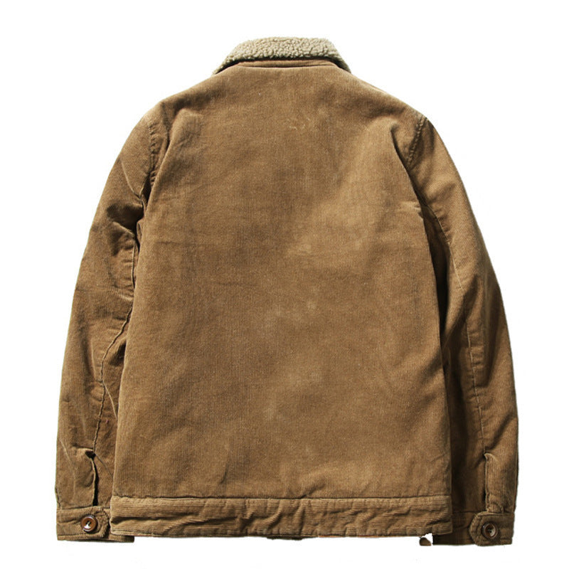 Herren Cordjacke mit durchgehendem Sherpa‑Innenfutter und Hemdkragen EB