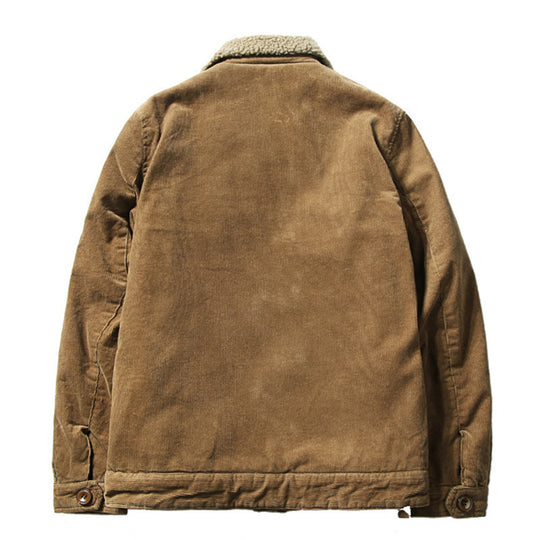 Herren Cordjacke mit durchgehendem Sherpa‑Innenfutter und Hemdkragen EB
