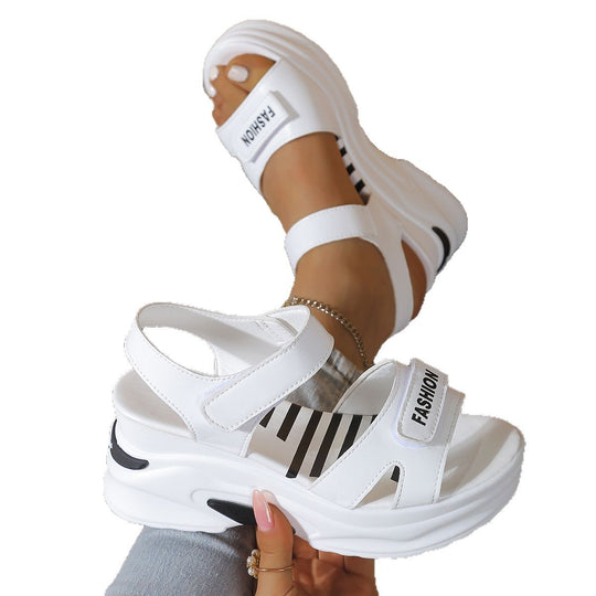 Damen modische Wedge-Sandalen mit elastischem Riemendesign und komfortabler Dämpfung EB