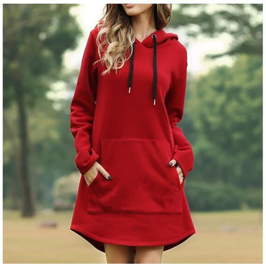 Damen nan Kapuzenkleid aus Sweatstoff, oversized Schnitt mit Kängurutasche EB