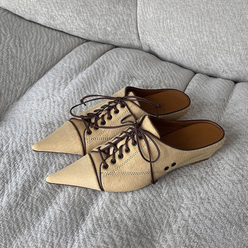 Damen elegante Schnürschuhe mit spitzem Schuhdesign und feinem Leder EB