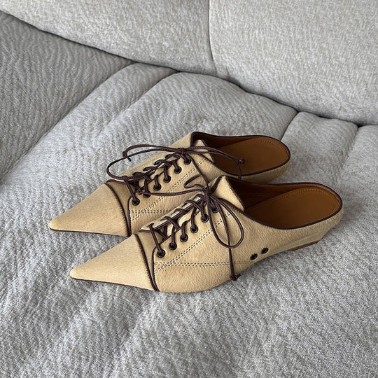 Damen elegante Schnürschuhe mit spitzem Schuhdesign und feinem Leder EB