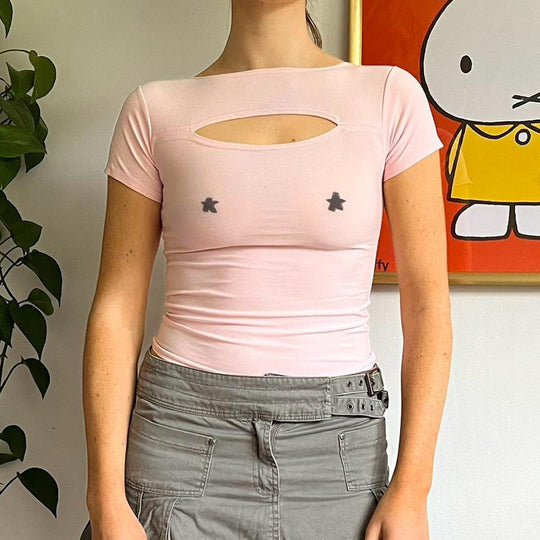 Damen luftiges Trägershirt mit elegantem Cut-out-Design und floralem Druck EB