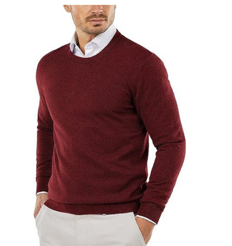 Herren eleganter Rundhals-Pullover aus feiner Baumwolle EB