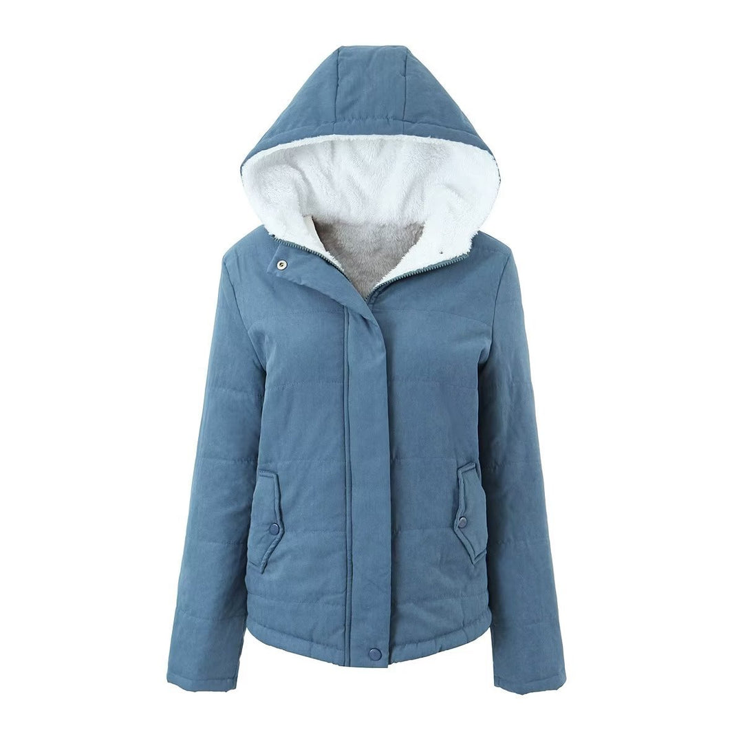 Damen Kapuzenjacke mit Teddyfutter und verdecktem Reißverschluss EB