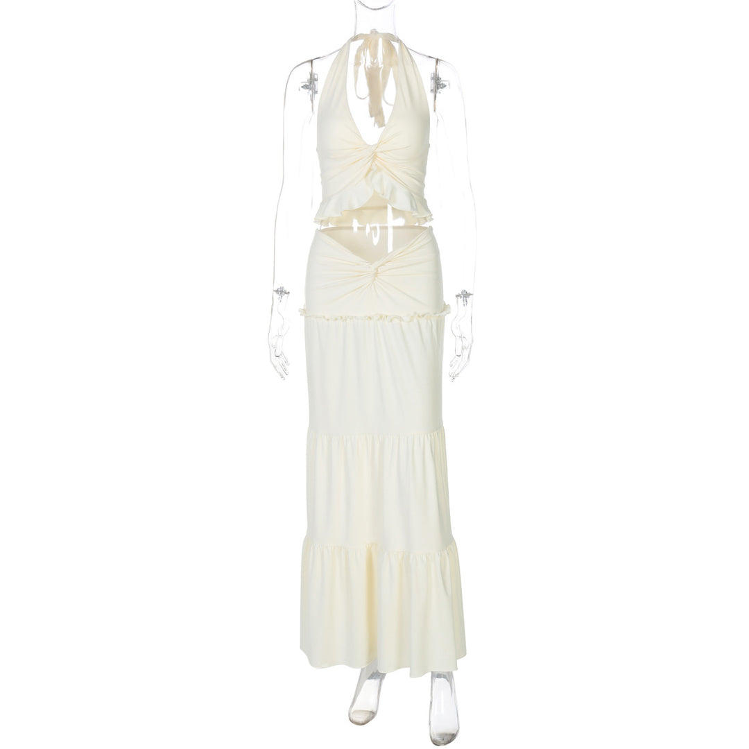 Damen Maxi-Kleid mit offener Rückenpartie und innovativem Wickeldesign EB