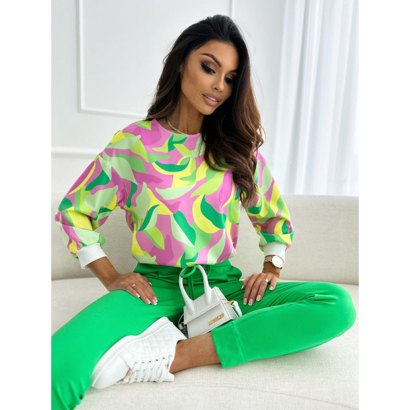 Damen Floral Print Freizeit Sweatshirt EB