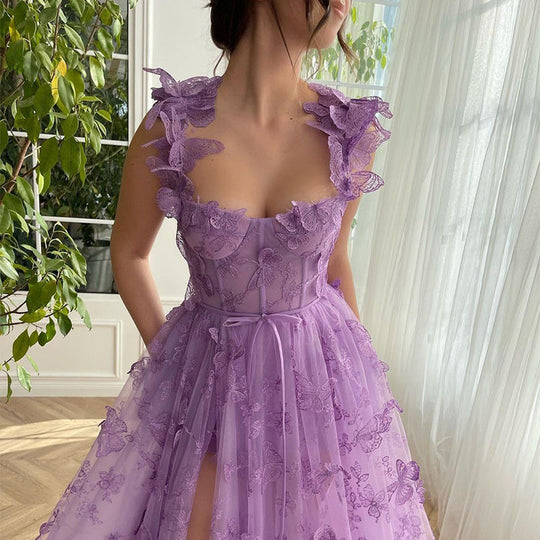 EB | Chic Schlitz Braut Party Strand Kleid