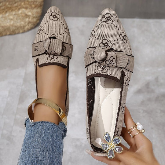 Damen Stilvolle und komfortable Ballerinas mit großem Schleifendetail EB