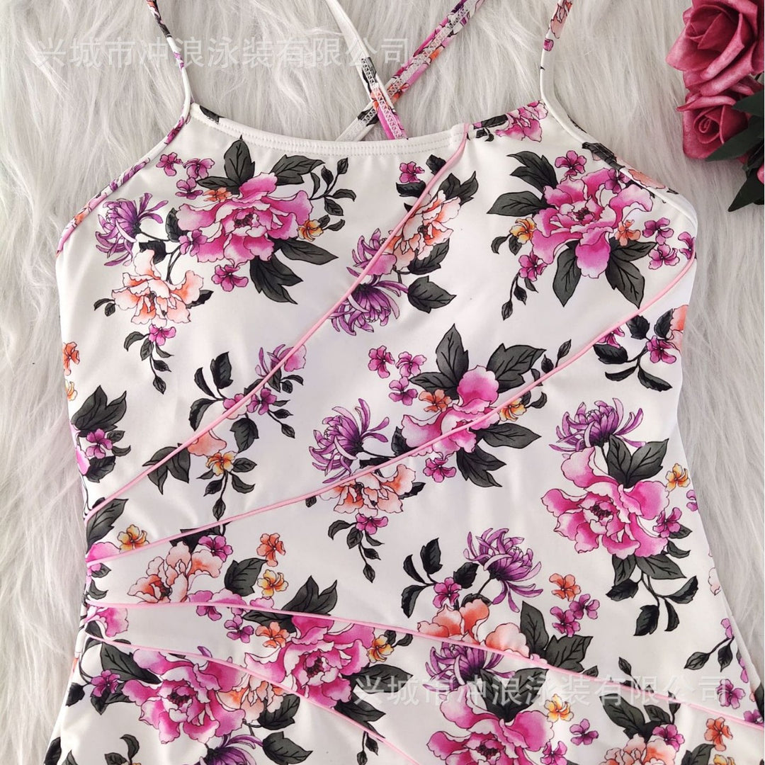 Damen Floraler Sportbadeanzug mit rückenfreier Silhouette EB